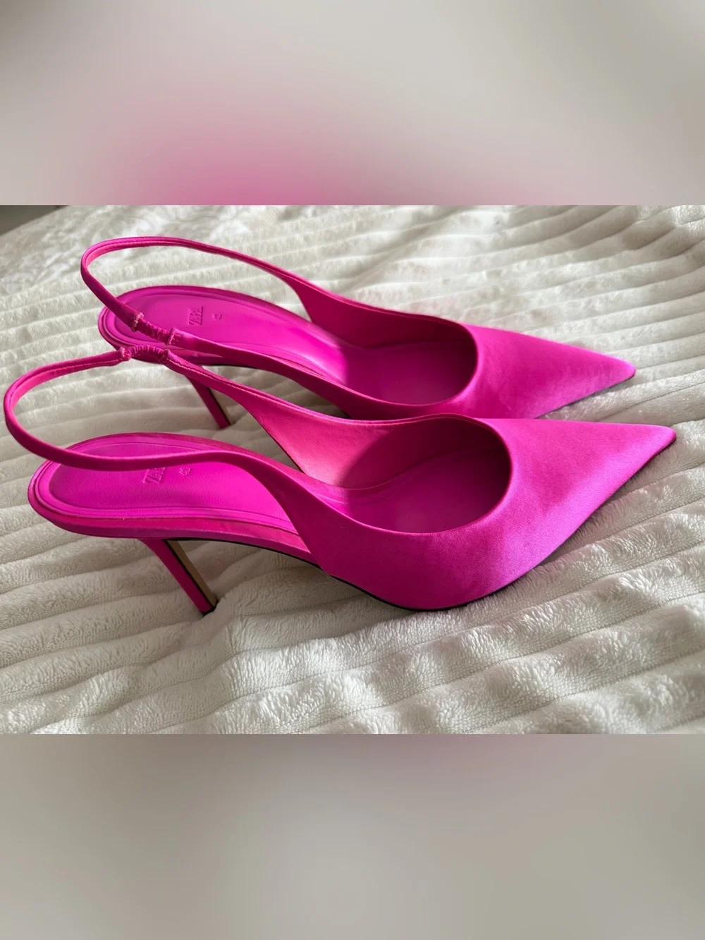 Zara Fuchsia Satin Slingback Pointed-Toe Pumps